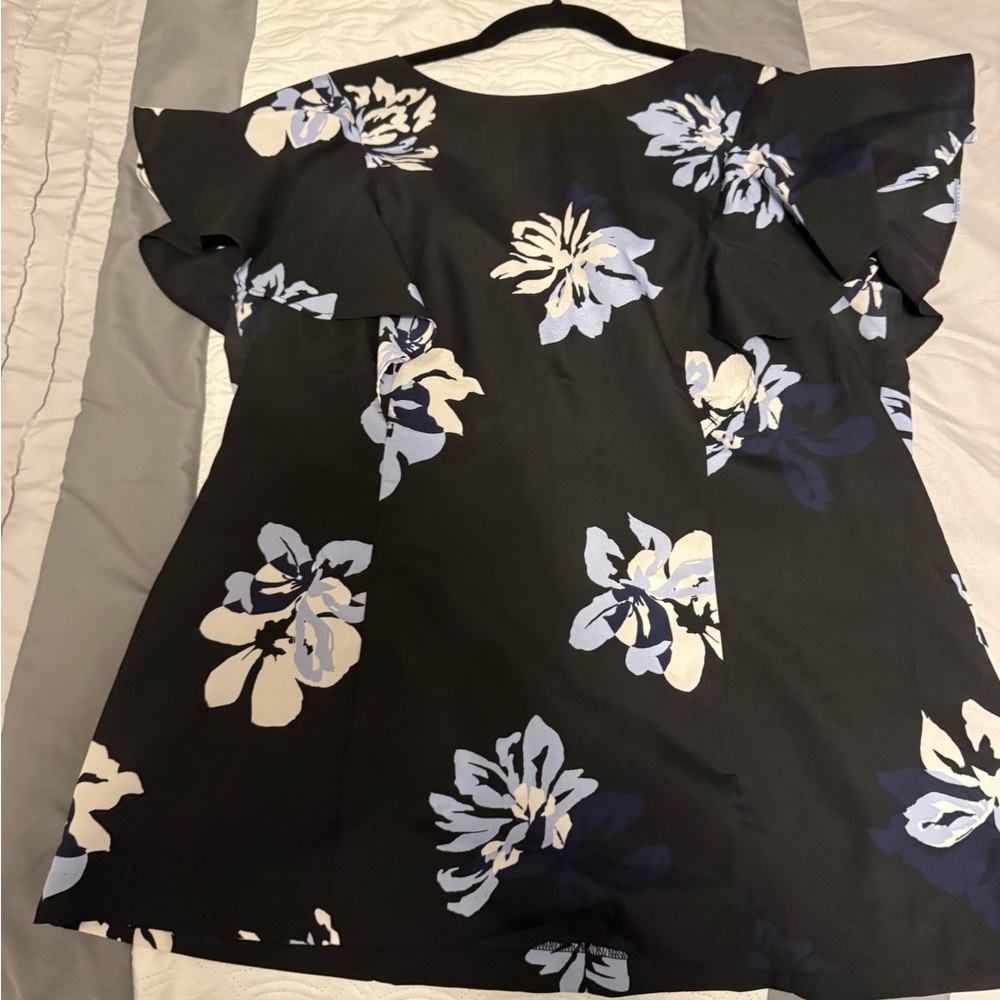 Banana Republic Black and Blue Floral Blouse